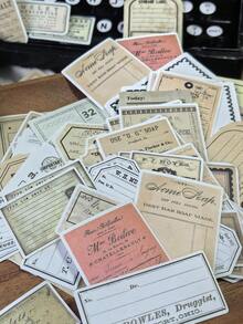 100pcs Vintage Frame English Tag Labels DIY Decorative Notebook Writing Memo Notes, Scrapbooking Supplies - Multicolor - View 4