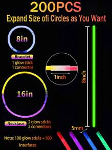 200 PCS Multicolor Glow Sticks Party Glow Stick,Party Decorations, Super Aid Stick,Colorful Wedding Glow Stick,Continuous Glow For 8~12 Hours, Suitable For Parties, Concerts, Bars, Nightclubs, Glow Stick, Glow Party Supplies, Glow In The Dark