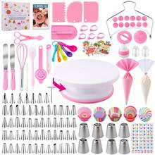Cake Decorating Kit For Beginners Includes Video Course, EBook+ Baking Supplies - Cake Turntable, Pastry Piping Bag, Piping Icing Tips For Beginners - 粉色 - 查看 12