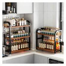 1pc Kitchen Spice Rack, Countertop Storage Organizer, No-Drill Seasoning Shelf