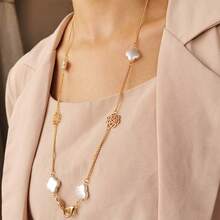 1 件时尚金色金属山茶花女士眼镜链，防滑眼镜和老花眼镜挂绳 - 彩色 - 查看 3