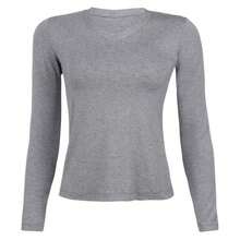 Kit 3 Women's Basic Long Sleeve V-Neck Blouses - Gray / Navy / Wine - View 2