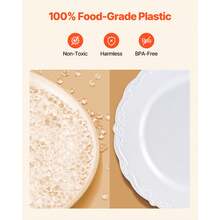 Plastic Disposable Plates, 100 Pcs White Plastic Plates, Heavy Duty Plastic Plates With 50 Pcs 9.8 Inch Plastic Dinner Plates And 50 Pcs 7.5 Inch Plastic Dessert Plates, For Wedding And Party