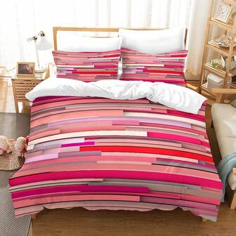 2/3 Pcs Multicolor Inlay Graphic Print Duvet Cover Set (1 Duvet Cover + 1/2 Pillow Shams), Soft And Comfortable Bedding Set, Suitable For Bedroom/Dormitory