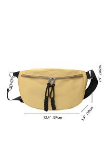 Fashion Fabric Chain Tassel Crossbody Bag, Dumpling Shaped Casual Sports Bag, Couple Shoulder Bag Belts