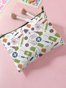 1pc Colorful Floral Bowknot Design Printed Toiletry Bag, Travel Pouch For Beach, Swimming Pool, Swimsuit, Travel Storage Bag, Cosmetic Bag, Makeup Bag, Organizer, Large Capacity Wash Bag For Lipstick, Brush, Skincare, Phone, Coins, Small Items, Multifunctional For Home, Gift, Holiday, Festival Use, Suitable For Teenagers, School Cosmetic Bag, Back To School Supplies, Cosmetics And Toiletries Storage, School Supplies, Storage Bag, Room Essentials - Multicolor - View 5