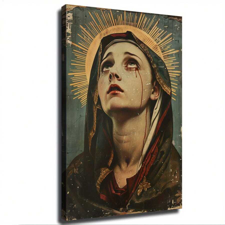 Virgin Sadness Vintage Poster-Wooden Frame Canvas Painting 1 Picture (3) Thickness 2.25cm/1 Inch, Home Gift Decoration, Room Decoration Aesthetics, Wall Decoration Art, Perfect Gift, Autumn And Winter Wall Decoration, Living Room Decoration, Bedroom Decoration, Kitchen Decoration, Entrance Decoration, Bathroom Decoration, Direct Wall Painting, High Quality Wall Painting Poster