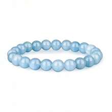 Vibe Green Jade Bracelet - Healing Wealth Bracelet - Jade Beaded Bracelet Women Men - Bring Good Luck Prosperity And Emotional Balance - Adjustable Size - 藍晶 - 查看 1