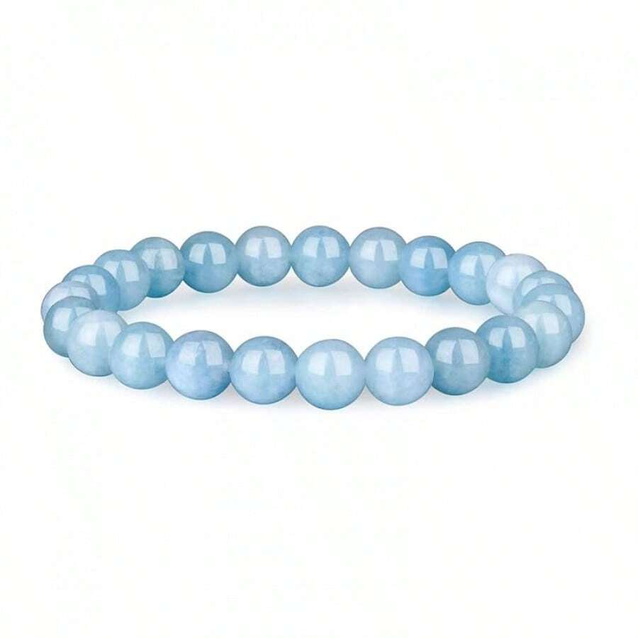 Vibe Green Jade Bracelet - Healing Wealth Bracelet - Jade Beaded Bracelet Women Men - Bring Good Luck Prosperity And Emotional Balance - Adjustable Size - 藍晶 - 查看 1