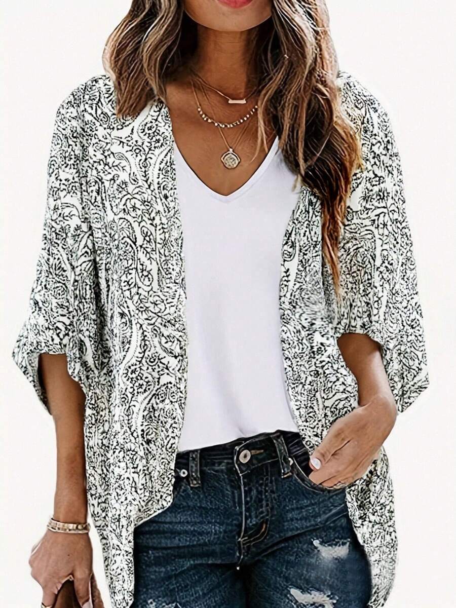 New Fashion Paisley Print Shirt - White - View 1