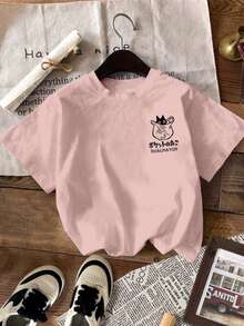 男士卡通印花粉色短袖 T 恤 - 粉色 - 查看 2