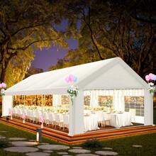 tooluck 20x30 Party Tent Heavy Duty, Galvanized Wedding Tent, Event Shelter Tent For Parties, Large Outdoor Gazebo With Removable Sidewall & Built-In Sandbag, Carpas Para Fiestas, Waterproof, White