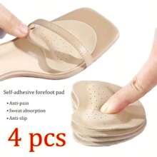 4pcs Self-Adhesive Shoe Insoles, Anti-Slip Front Pads, High Heel Forefoot Pads, Pain Relief, Sweat Absorption And Breathability, Firm Fit