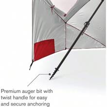 ‎61 X 4.4 X 2.8 Inches 9-Foot Umbrella - Heavy-Duty 1.25" Center Pole & Twist Handle Auger - UPF 50+ Sun Protection - Privacy Side Panels, Zippered Windows & 2 Interior Pockets ,Red - Red - View 5