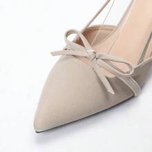 OMS Pointed Toe Thin Heel Sandals Women 2025 Spring Summer New French Style Closed Toe Breathable Backless Mid Heel Fashion Dress Pumps, Adjustable Strap, Light Beige, Kitten Heel, All Season