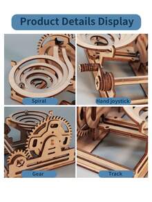 3D Wooden Puzzles For Adults Spiral Marble Run Handmade DIY Model Kits With Mechanical Puzzles Birthday Or Christmas Gifts - Beige - View 3