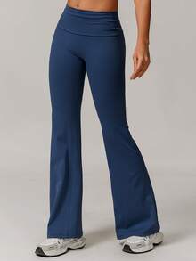 MASKERT Spring And Summer Women's Pants, Sports Pants, Running Pants, Yoga Pants, Casual Pants, Flared Pants, Comfortable And Skin Friendly For Home Leisure - Navy Blue - View 5