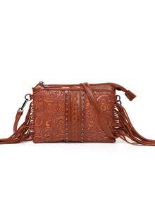 新款时尚春夏斜挎包波西米亚复古印花单肩包小众日常休闲旅行通勤出差街头度假棕色 - 棕色 - 查看 5