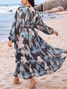 Plus Size Kimono Cover Up Summer Beach Vacation Casual Holiday Women Tops - Multicolor - View 2