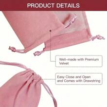 Velvet Jewelry Pouch With Drawstring - Small Pink Soft Storage Bag, Suitable For Wedding Favors, Party Gifts, Valentine's Day, Anniversary Gifts
