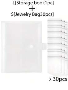 1个磨砂透明珠宝收纳册，配30个抗氧化收纳袋，珠宝收纳袋，首饰袋，小饰品透明袋，纪念品，小饰品，耳环返校 - 彩色 - 查看 13