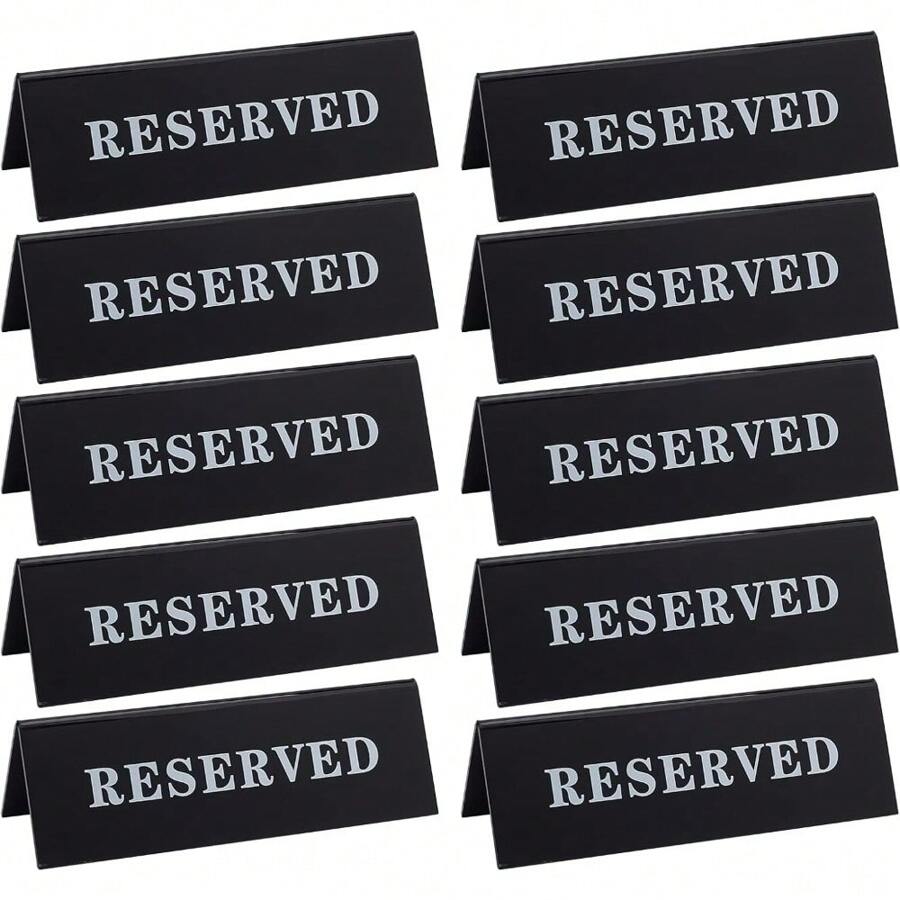 10 Pcs Black Reserved Table Signs 5.9x1.8 Inch Acrylic Reserved Table Signs Reserved Table Tent Sign Guest Reservation Table Seat Sign For Restaurant Wedding Seat Reservation