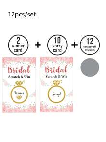 12pcs/Set Scratch Game Cards For Wedding Party, Creative Scratch Off Lottery Ticket Gift, Activity Decorative Cards, Suitable For Wedding, Bridal Shower And Celebration Events, Fun Wedding Game Cards - Multicolor - View 7
