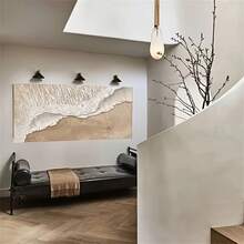 海景布面油画大型原创海滩海浪艺术品现代简约岛屿绘画厚画自然家居墙壁装饰无框架 - 彩色 - 查看 4