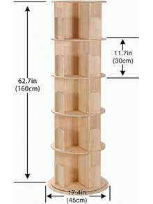 Rotating Bookshelf, 360 Display Corner Bookshelf For Small Space, 5 Tier Floor Standing Bookcase Storage Rack, Wood Narrow Organizer For Bedroom, Living Room, Study Room, Kids&Adults Solid - 5層 - 查看 4