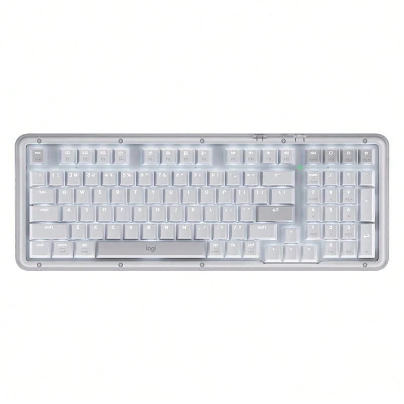 Bàn phím K98M Trục đá cẩm thạch có thể hoán đổi nóng Vỏ trong suốt Phím bấm PBT trong suốt Kết nối kép không dây Bluetooth Bố cục 98 hàng Toàn diện và nhỏ gọn Tuổi thọ pin lâu dài Tương thích với nhiều hệ thống Màu trắng - trắng - Xem 1