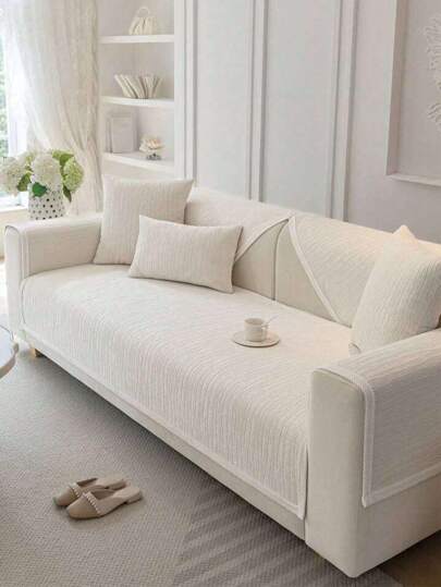 1pc Chenille Sofa Cover, Machine Washable Anti-Scratch Home Protector, Pet Friendly & Easy Care, Fits 1/2/3/4 Seater Sofa, All Season