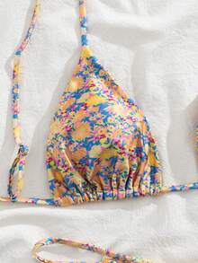 2件套女士亮片碎花分体比基尼泳衣，适合度假海滩夏季穿着 - 彩色 - 查看 5