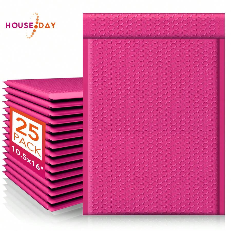 Large Bubble Mailers 10.5x16 Inch 25 Pack Pink Padded Envelopes Usable Size 10.5x15" Self Seal Bubble Envelopes Padded Mailers For Mailing Magazine,Clothes,Small Business #5 - Hot Pink - View 1