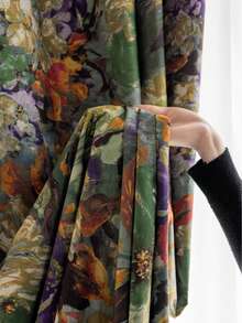 1 件全新花卉油画全遮光双层复合窗帘，隔热，适用于家庭/办公室/派对装饰