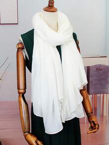 1 件女士纯色巴厘岛轻质披肩，百搭优雅长围巾，适合所有季节，可作为披肩、头巾佩戴，非常适合旅行、约会、日常穿着