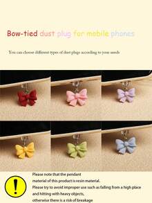 1/6pcs Color Bow Charging Port Dustproof Plug, Dopamine Good Mood Color Matching, Cute And Compact Resin Material Pendant, Bow Tie Decorative Pendant Accessories, Phone Tablet Earphone Kindle Charging Port Silicone Transparent Dustproof Plug, Friend Couple Best Friend Gift, Phone Charging Port Waterproof, - Multicolor - View 5