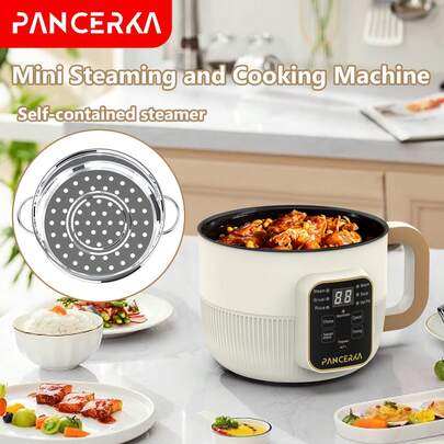 PANCERKA 1 Set Electric Cooker Single And Double Layer, 1.0 Lmultifunctional Electric Cooker Non-Stick Layer Intelligent Mechanical Button, Electric Rice Cooker For Home Use, EU Plug