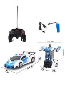 Voiture radiocommandée dinosaure avec rotation à 360°, roues illuminées, voiture RC dinosaure 2.4Ghz avec cascades rapides, voiture RC transformable, voiture de police transformante à l'échelle 1:18 avec lumières, transformation 1 touche avec rotation à 360°, jouet télécommandé d'intérieur et d'extérieur pour enfants de 3 ans et plus, cadeau idéal pour Noël/Halloween/Pâques pour les garçons