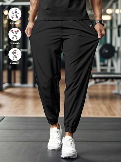 Pantalones deportivos para hombres con puños elásticos, tela ligera, transpirable y con caída y estiramiento, silueta que adelgaza y alarga las piernas, adecuado para deportes, ejercicio, correr, jugar a la pelota y vestimenta para ocio al aire libre