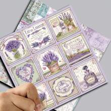 12 hojas de papel vintage para diario/scrapbook, papel decorativo con fondo de paisaje de lavanda de Provenza, útiles escolares, de vuelta a la escuela