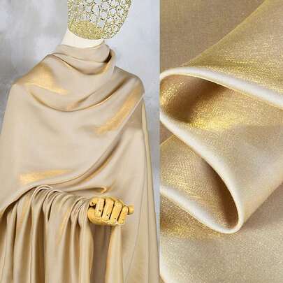 Golden Glazed Silk Satin Color Illusion Fabric Shirt Suit Rayon Polyester Material Wholesale Cloth Per Yard For Sewing
