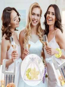 3pcs/15pcs/Set Bridal Shower Gifts, Bridesmaid Hairband Proposal Gifts, Including Flower Claw Clips, Satin Hairbands, Organza Bags, Suitable For Weddings, Proposals, Birthdays, Bachelorette Parties, And Anniversary Gifts