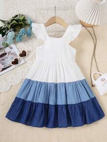 Young Girls' Gradient Sleeveless Dress, Summer - White - View 1