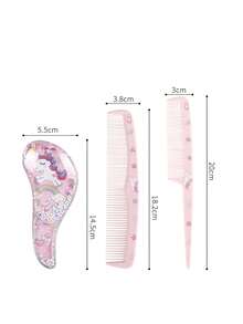 3PCS Cartoon Comb Set, Suitable For Dry And Wet Hair And All Hair Types, Durable ABS Plastic Handle, Suitable For Daily Household Use, A Gift For Children - Multicolor - View 12