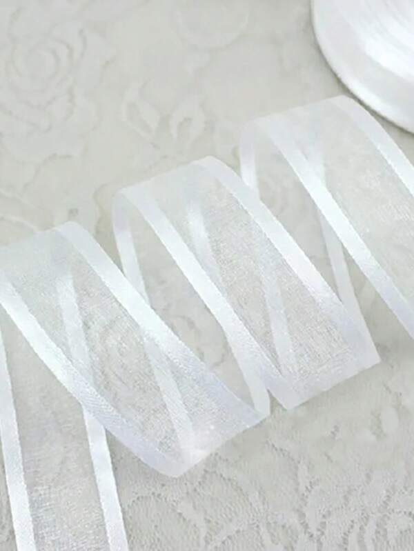 (50 Yards/Roll) 2.5cm Wide Edge Snow Gauze Ribbon Gift Packaging, Baking Packaging, Gift Flower Packaging, Wedding Decoration, Handmade DIY, Headwear, Brooch, Clothing Accessories