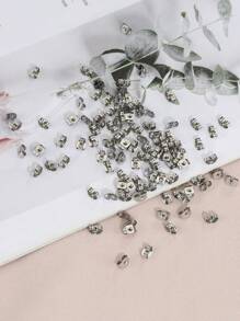 100 pezzi di orecchini in acciaio inossidabile, mono-orecchini, accessori fai da te per gioielli (argento)