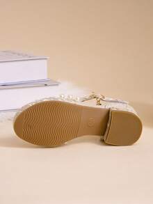 儿童经典时尚珍珠装饰公主鞋 - 杏色 - 查看 4