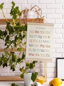 2pcs-Alphanumeric Poster Hanger 2 Pieces Set, Kindergarten Wall Decoration, ABC Banner Poster Wall Art With Wooden Frame, Alphabet Banner Wall Hanging Decoration Toddler Playroom Nursery.. - Wood Color - View 7