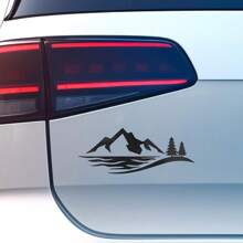 1 Pc Mountain Lake Trees Car Sticker, Vinyl Bumper Window Decal Sticker For Car Truck SUV, Outdoor Camping Adventure Decal Decorative Accessories