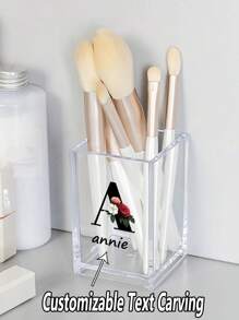 1 pezzo Porta pennelli per trucco in acrilico trasparente personalizzabile, scatola porta matita per sopracciglia, organizer per cosmetici, portapenne, portaspazzolino, organizer da scrivania, adatto per vanità, bagno, casa, camera da letto, viaggio, regalo per mamma, amici, insegnanti, compleanni, scrivania, porta pennelli